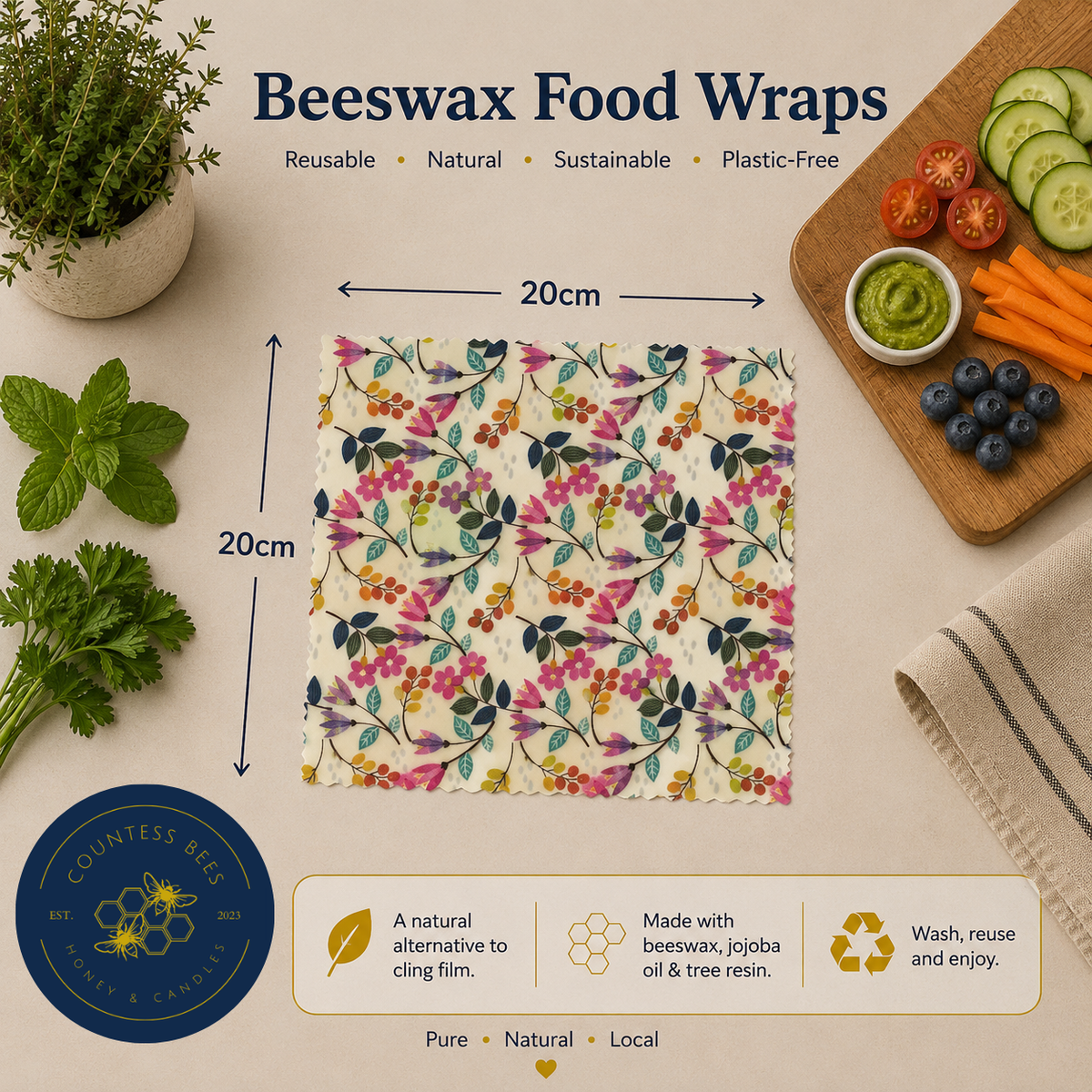 Botanical Kitchen Collection Beeswax Food Wraps
