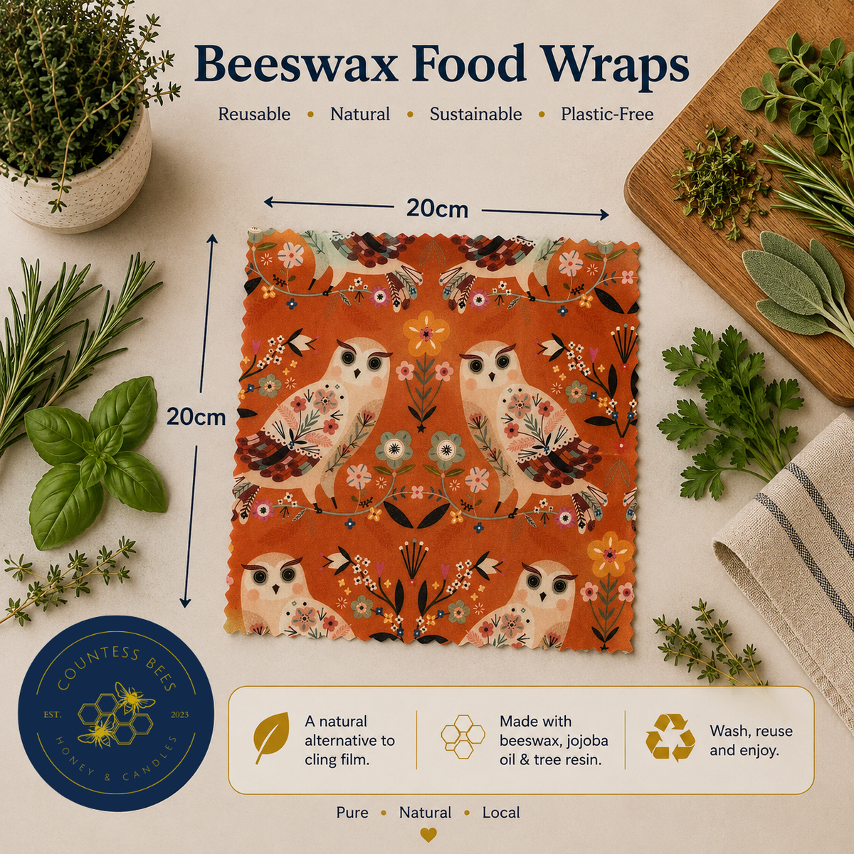 Woodland Kitchen Collection Beeswax Food Wraps