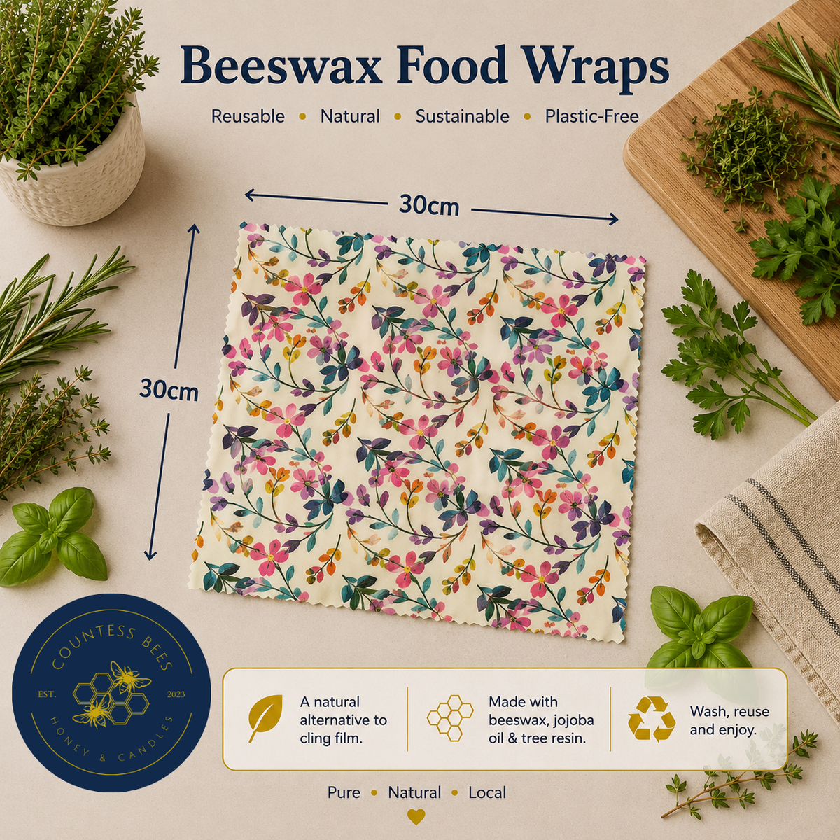 Botanical Kitchen Collection Beeswax Food Wraps
