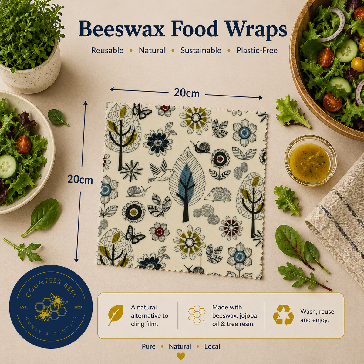 Limited Edition Wildlife Kitchen Beeswax Food Wraps Collection