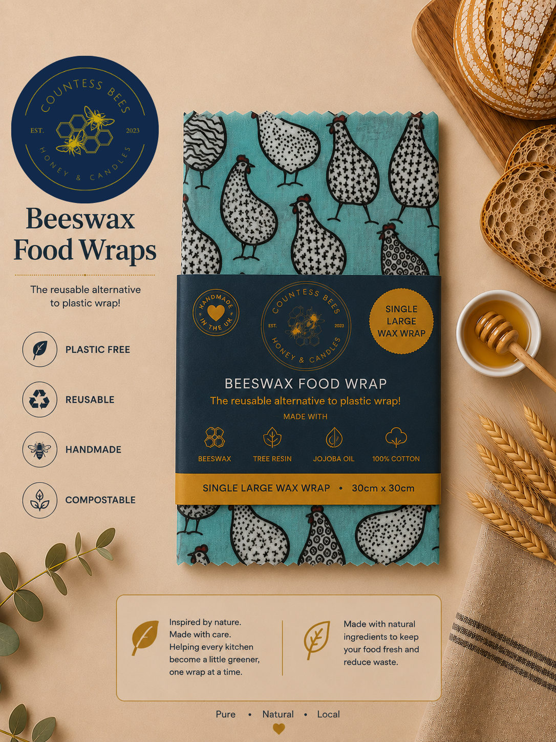 Farmyard Beeswax Food Wrap