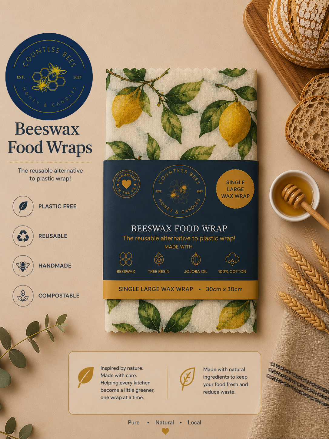 Lemon Tree Beeswax Food Wrap