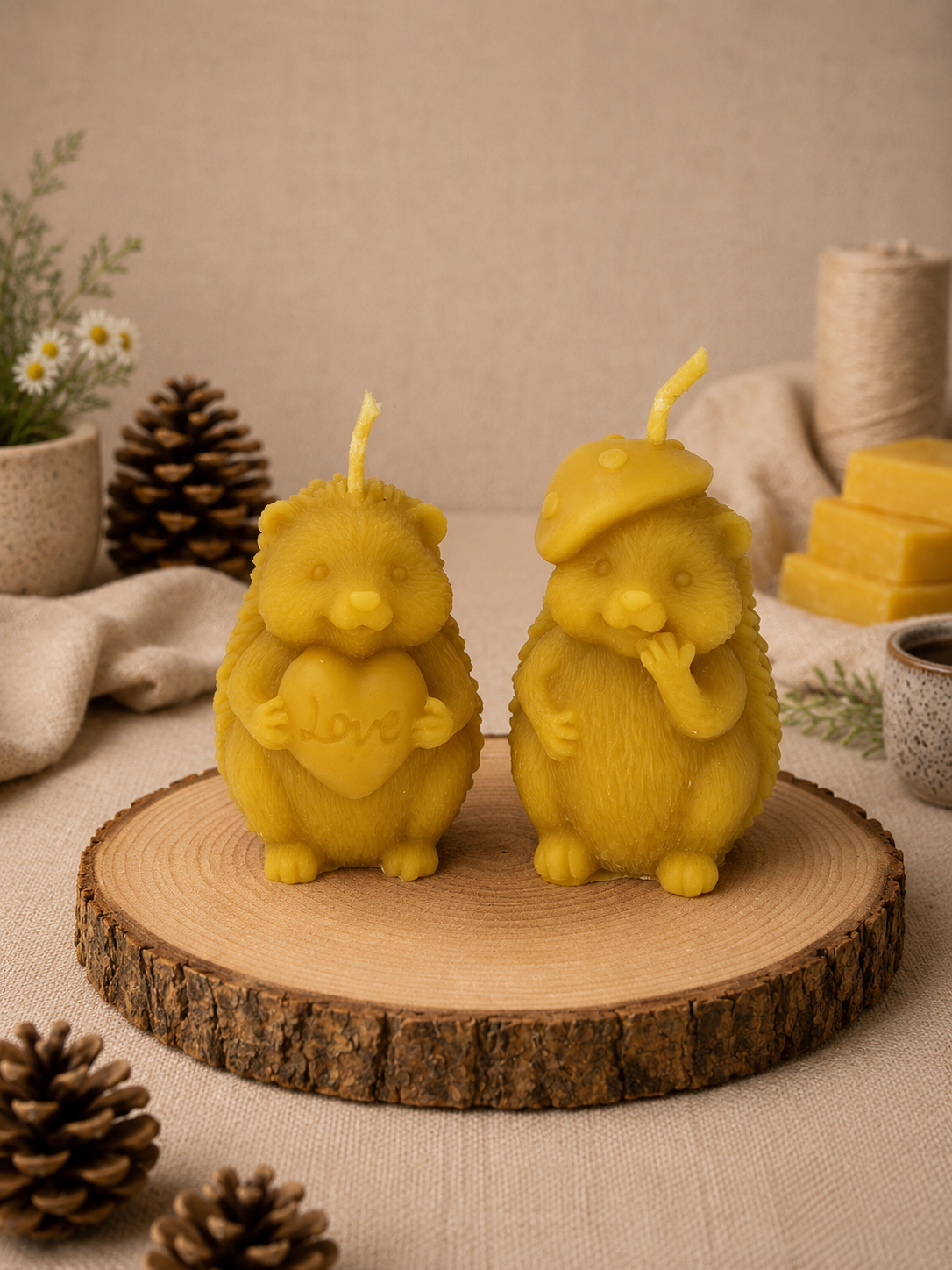 Hedgehog Love & Light Duo Beeswax Candles Giftset