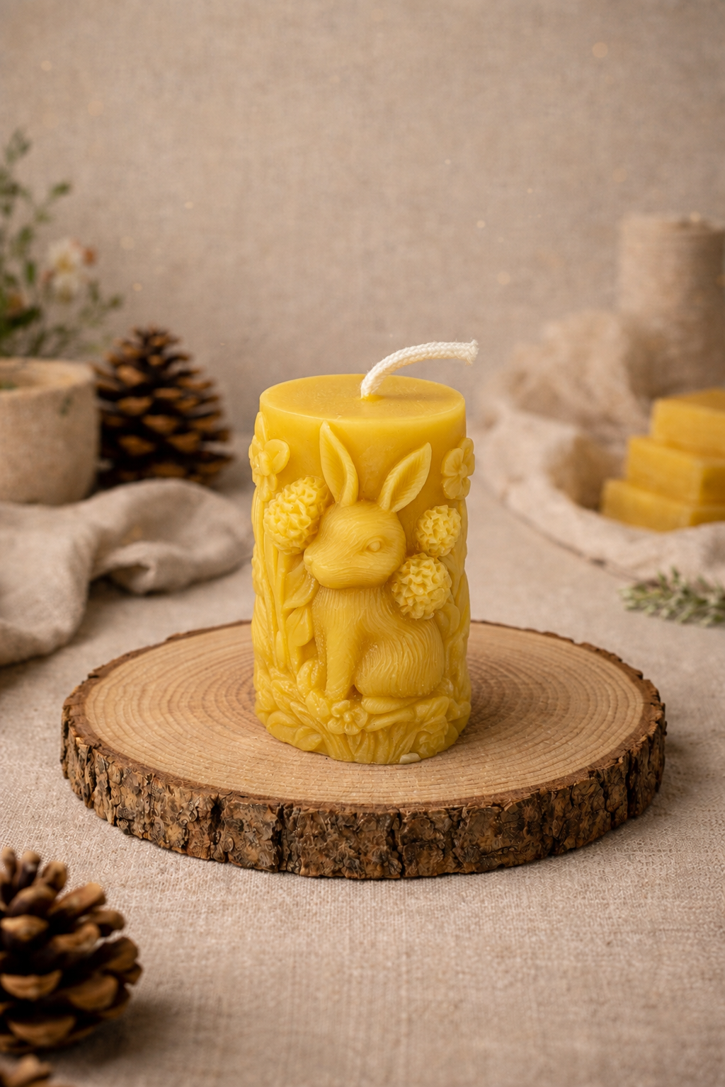 Woodland Hare Beeswax Candle