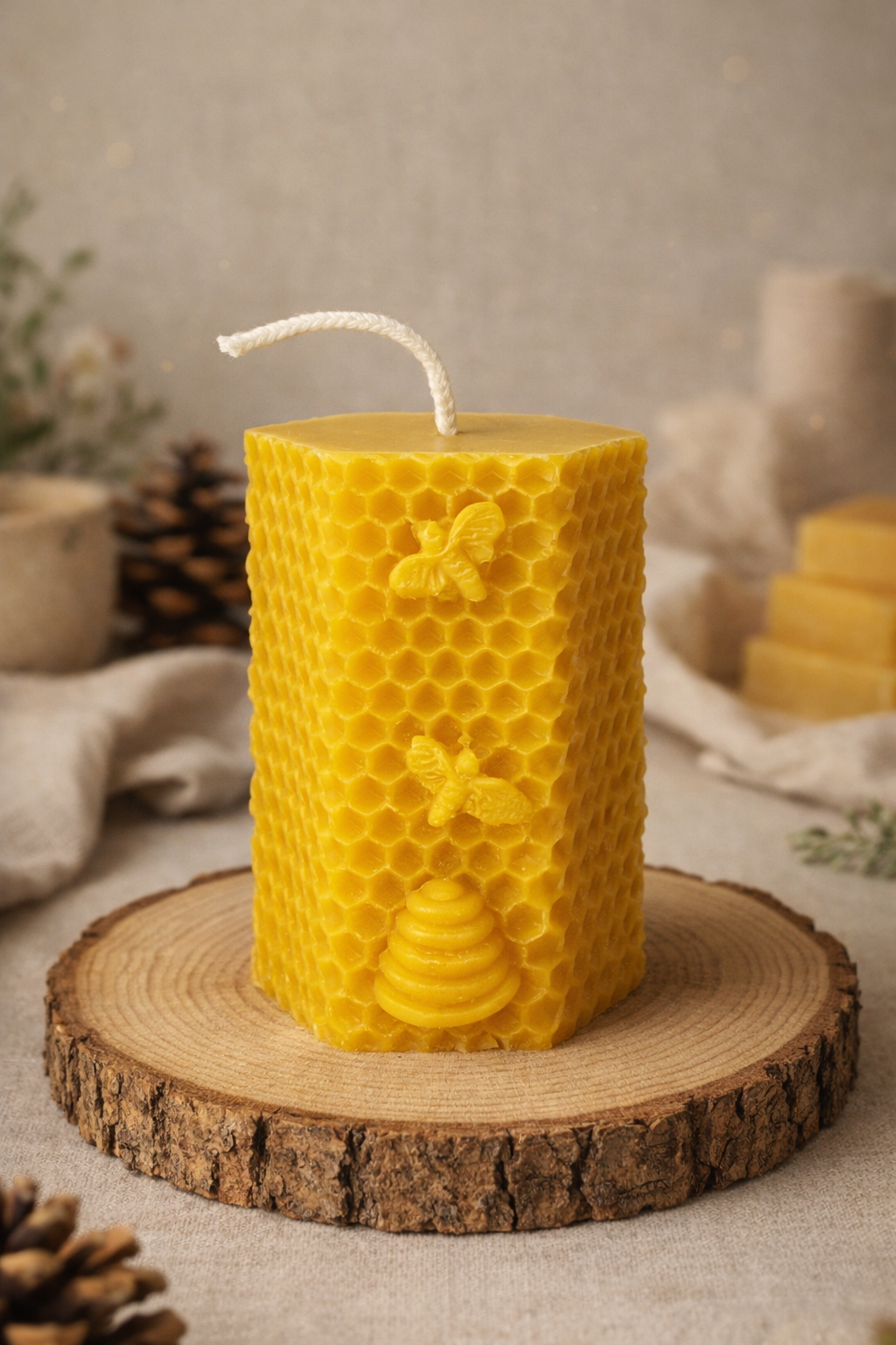 Beehive Hex Beeswax Candle
