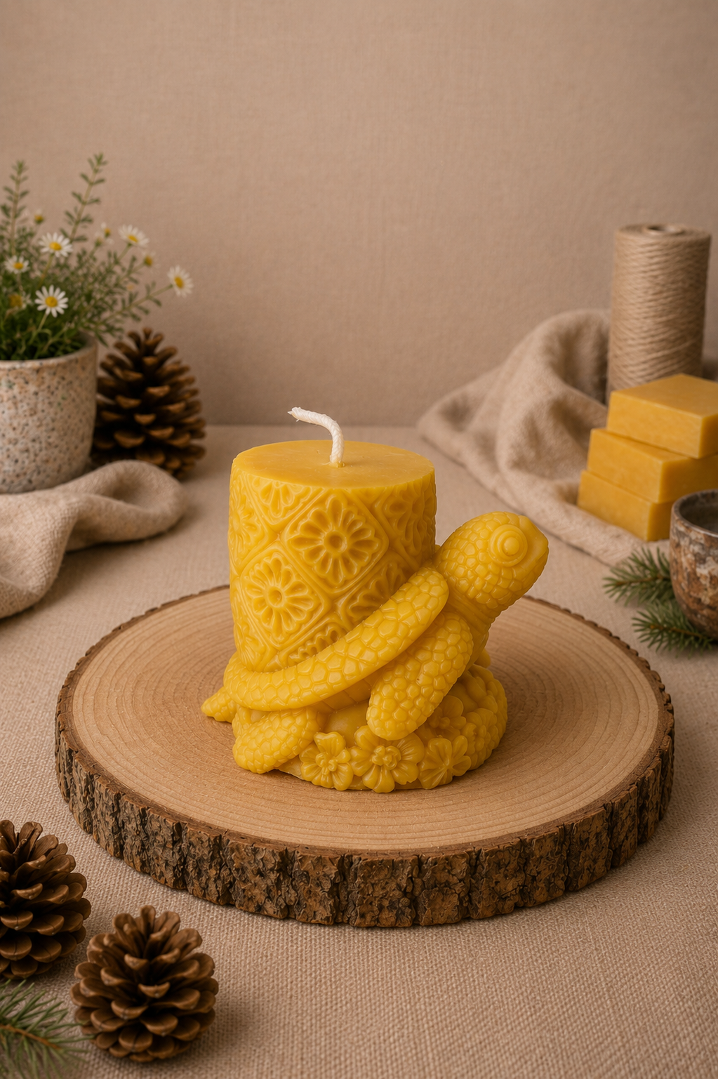 XL Turtle Beeswax Candle