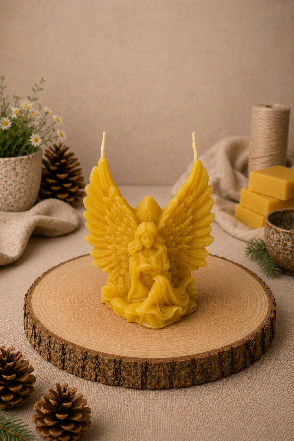 Winged Angel Beeswax Candle