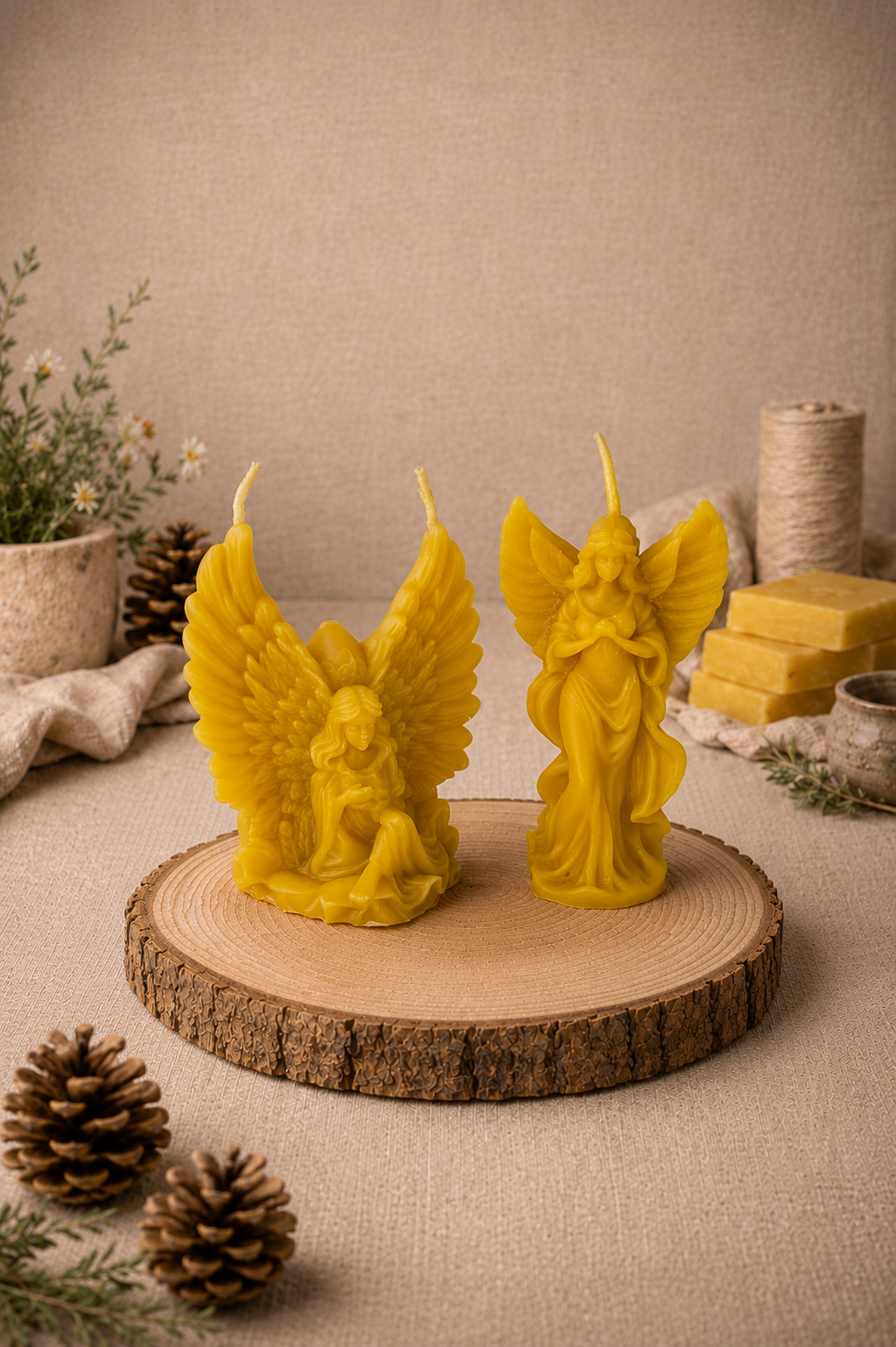 Winged Angel Duet Beeswax Candles Giftset