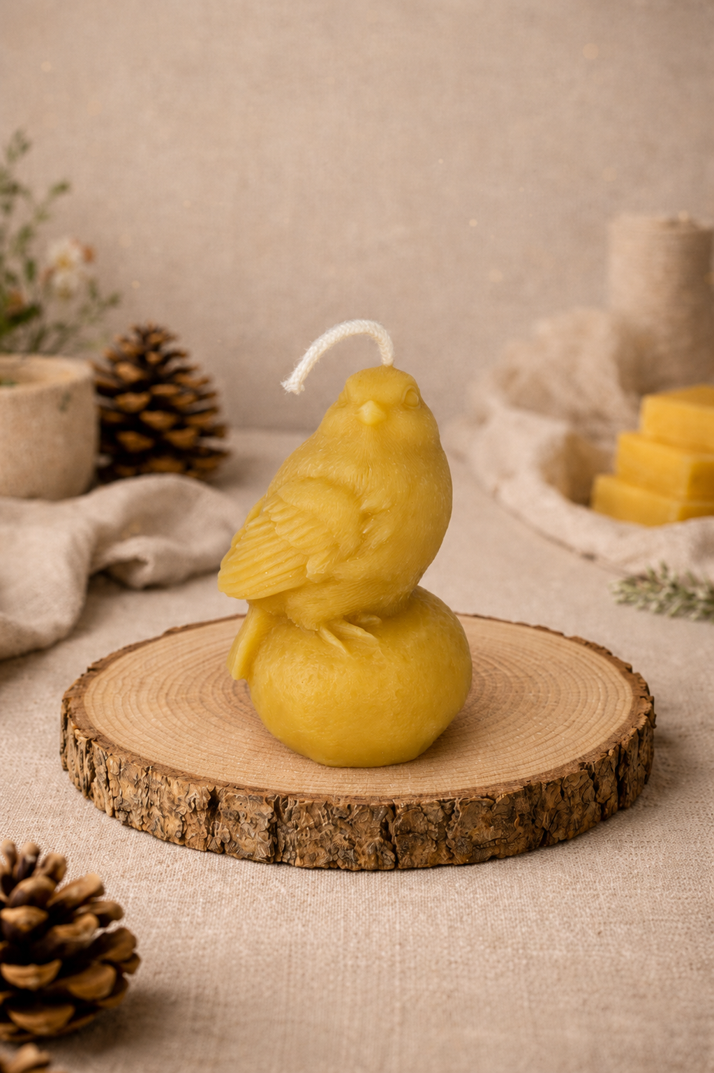 Large Robin Beeswax Candle