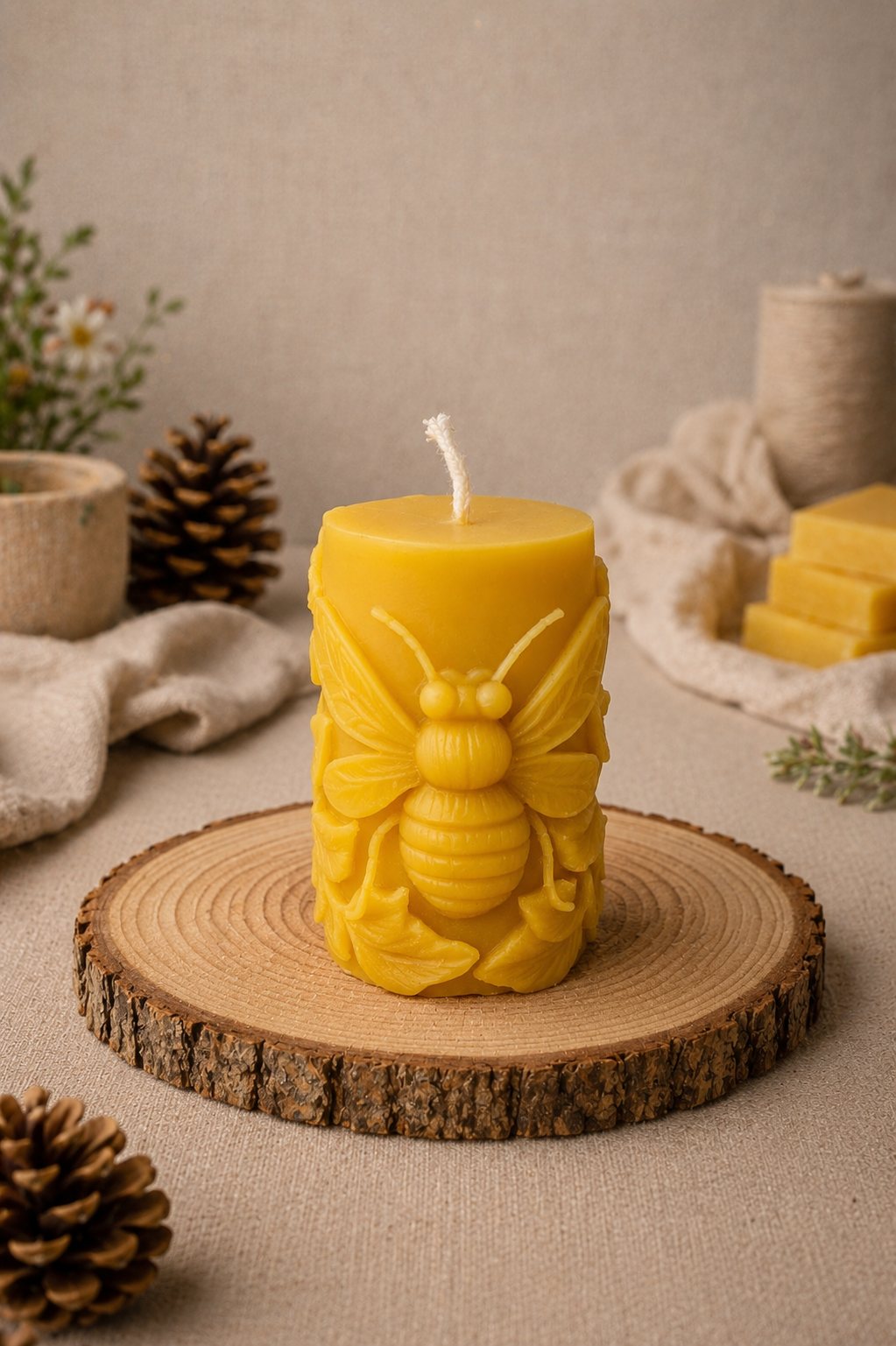 XL Bee Beeswax Candle