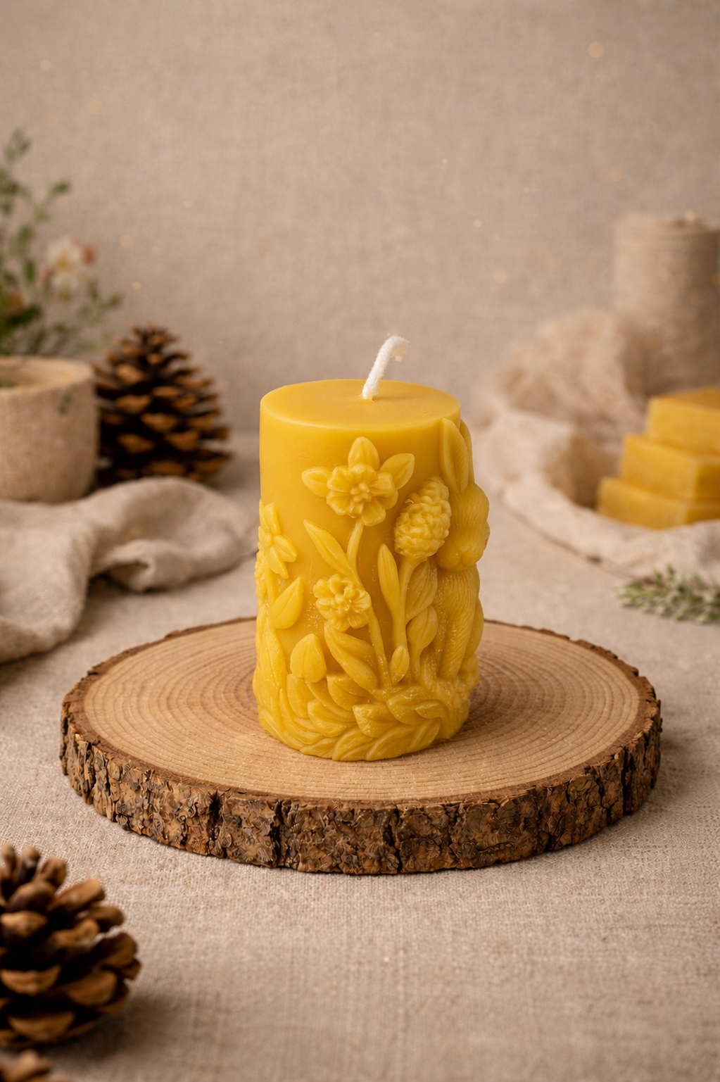Woodland Hare Beeswax Candle