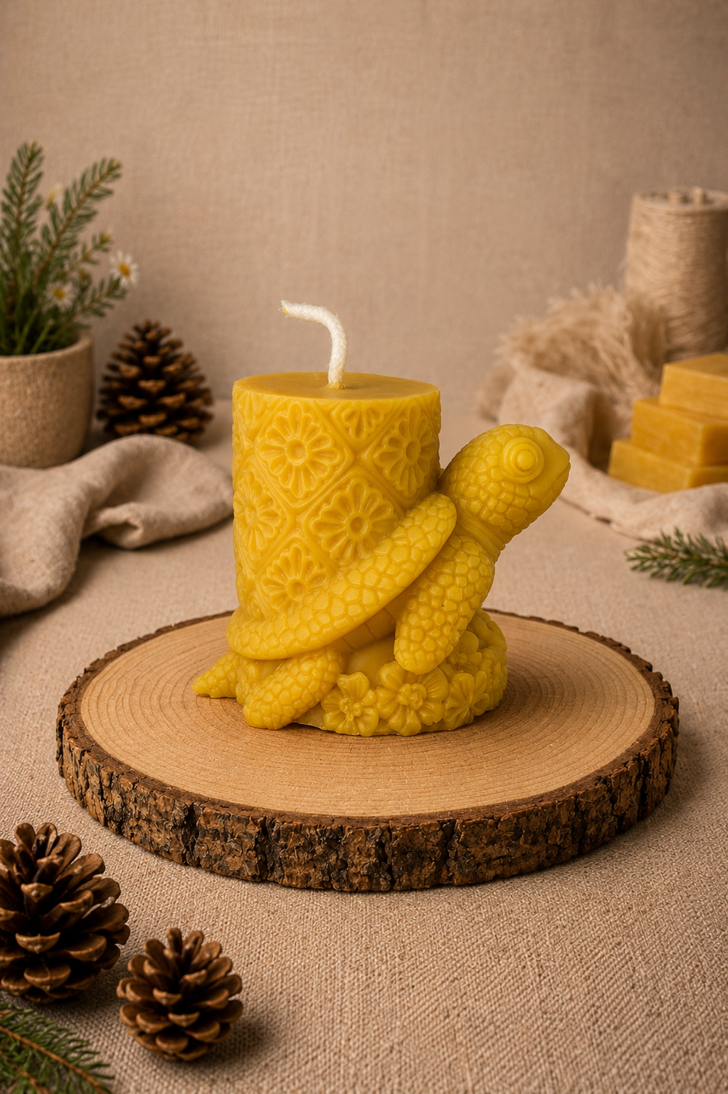 XL Turtle Beeswax Candle