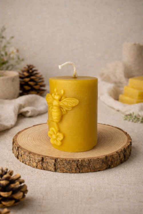 Beehive Cells Cylinder Beeswax Candle