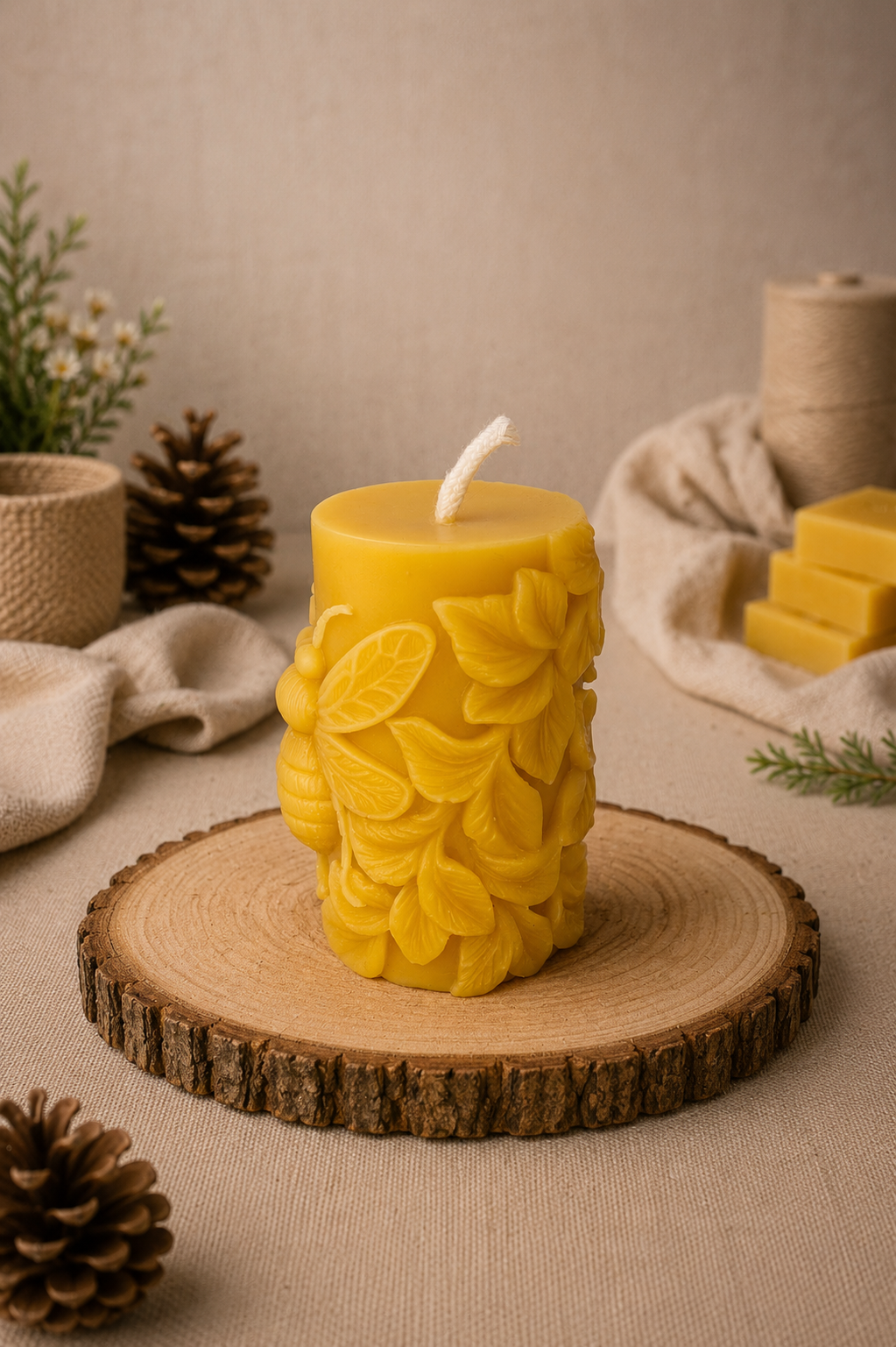 XL Bee Beeswax Candle