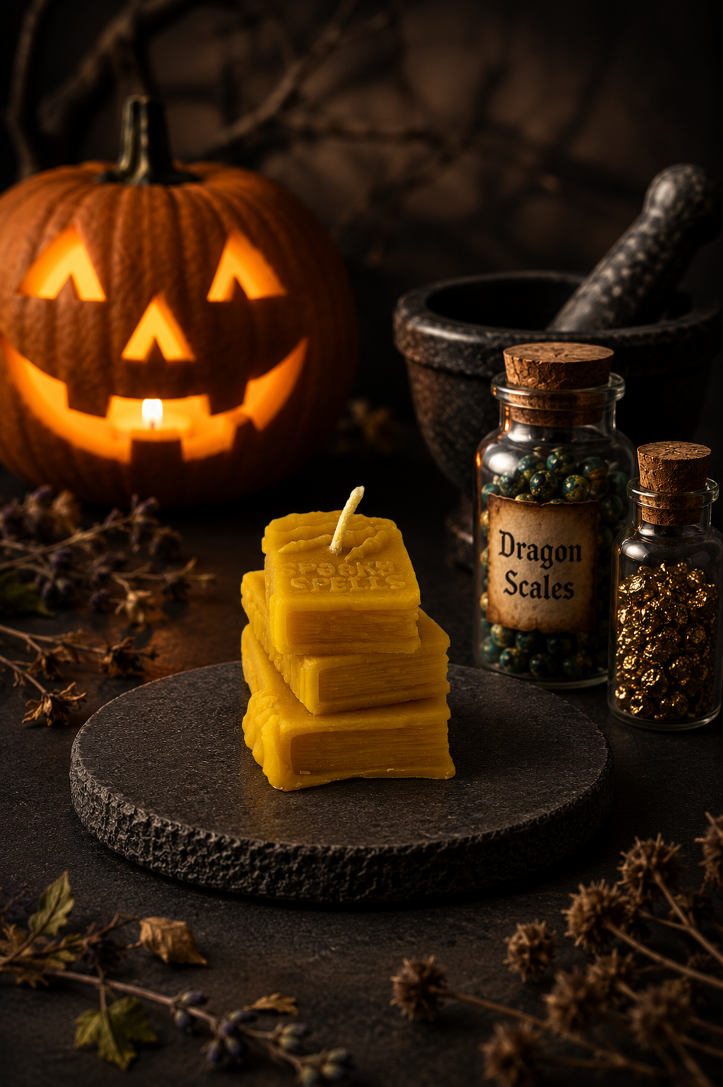 Stack O'Spellbooks Beeswax Candle