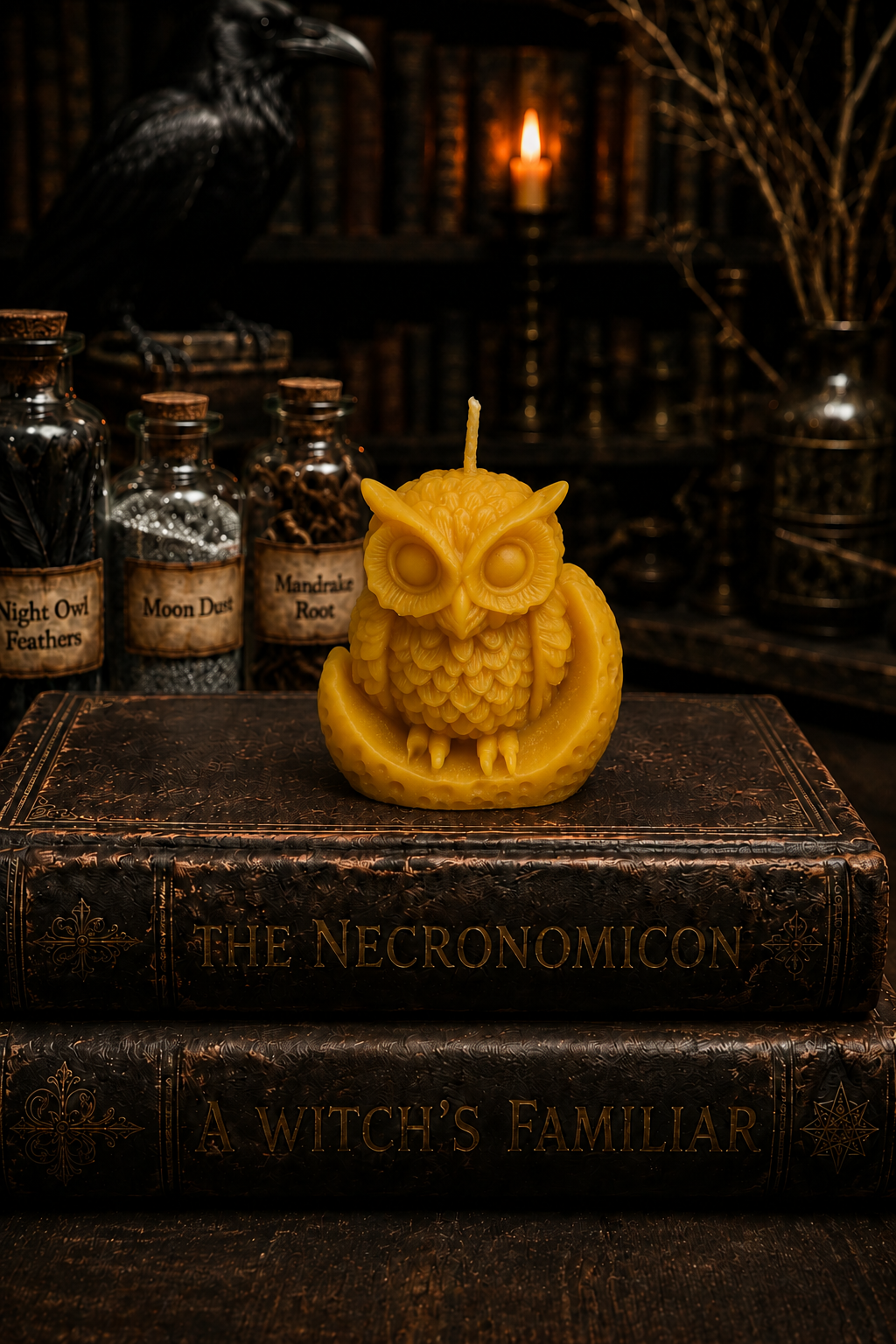 Mystical Owl Beeswax Candle