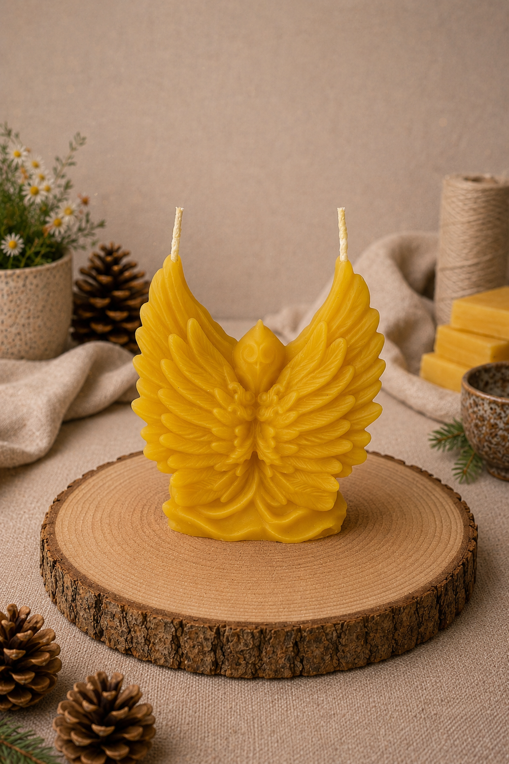 Winged Angel Beeswax Candle