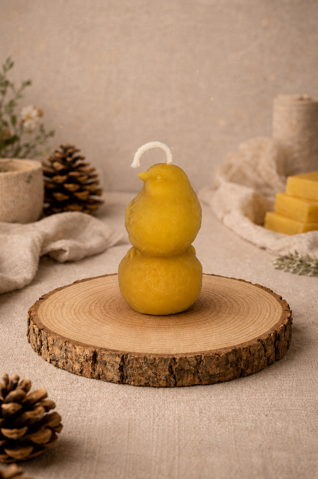 Large Robin Beeswax Candle