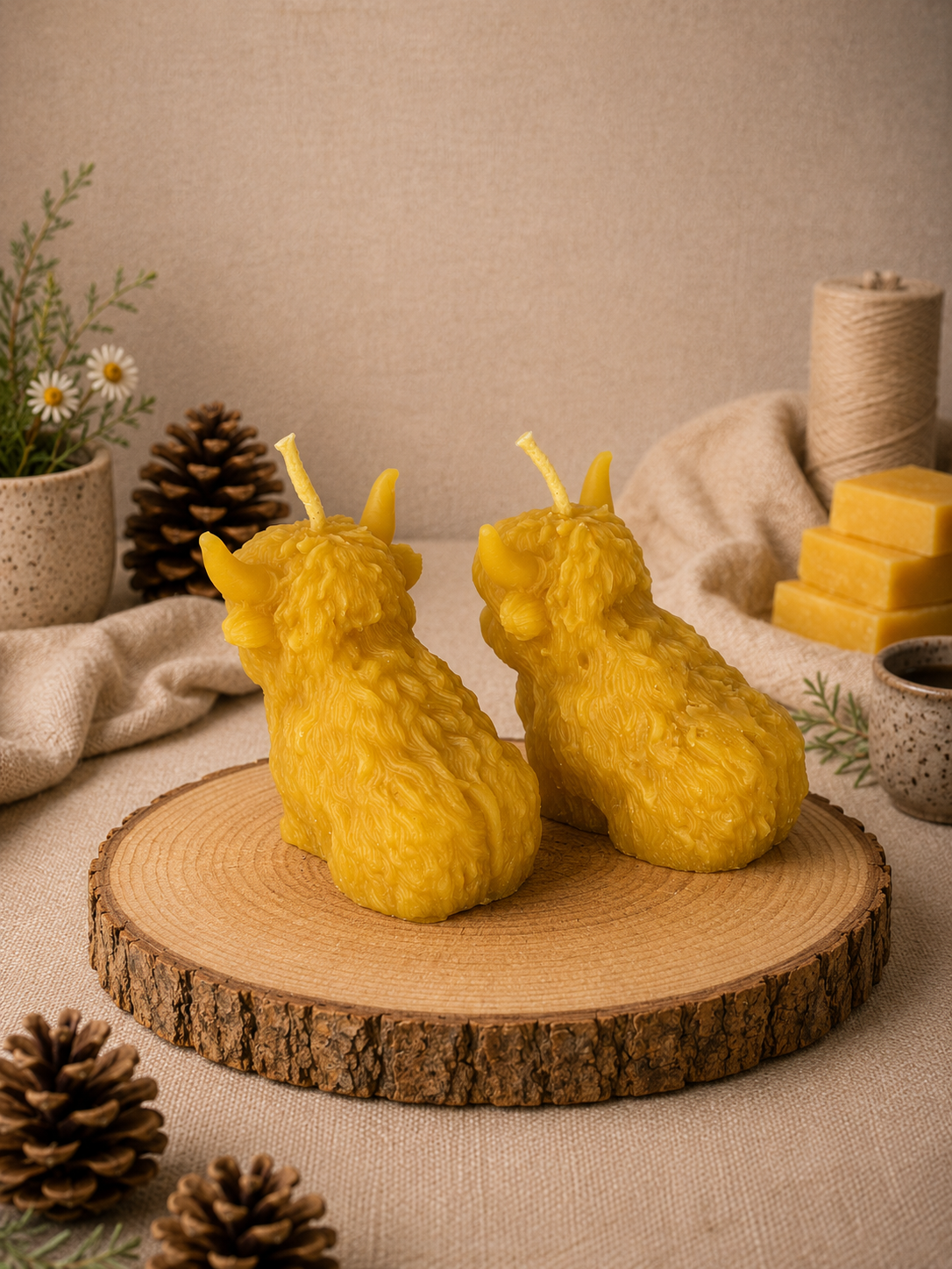 Hetty & Hamish - The Highland Cow Duo Beeswax Candles Giftset
