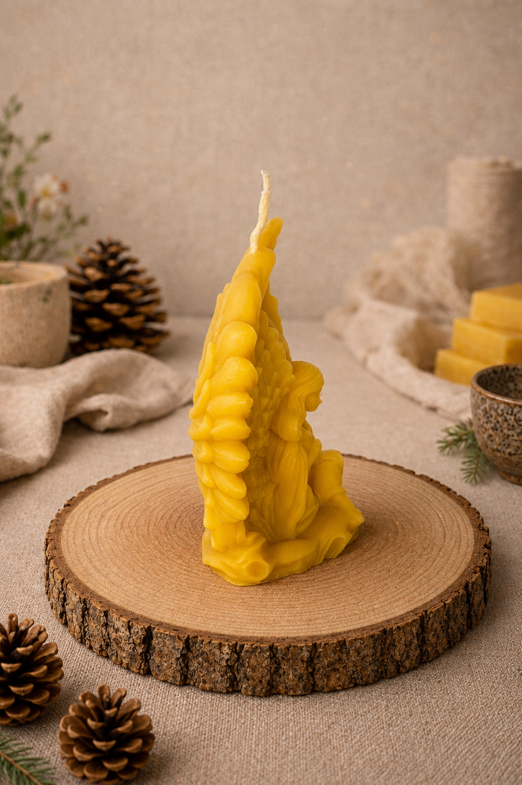 Winged Angel Beeswax Candle