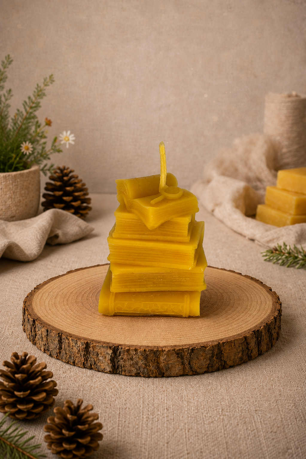 Stack O' Books Beeswax Candle