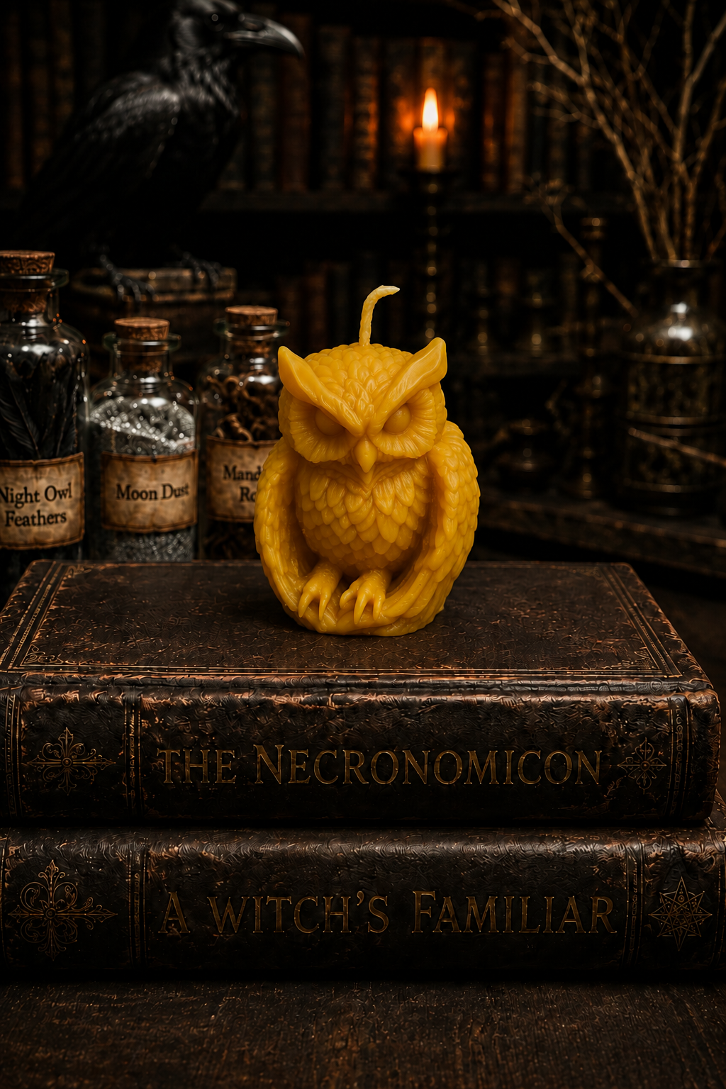 Regal Owl Beeswax Candle