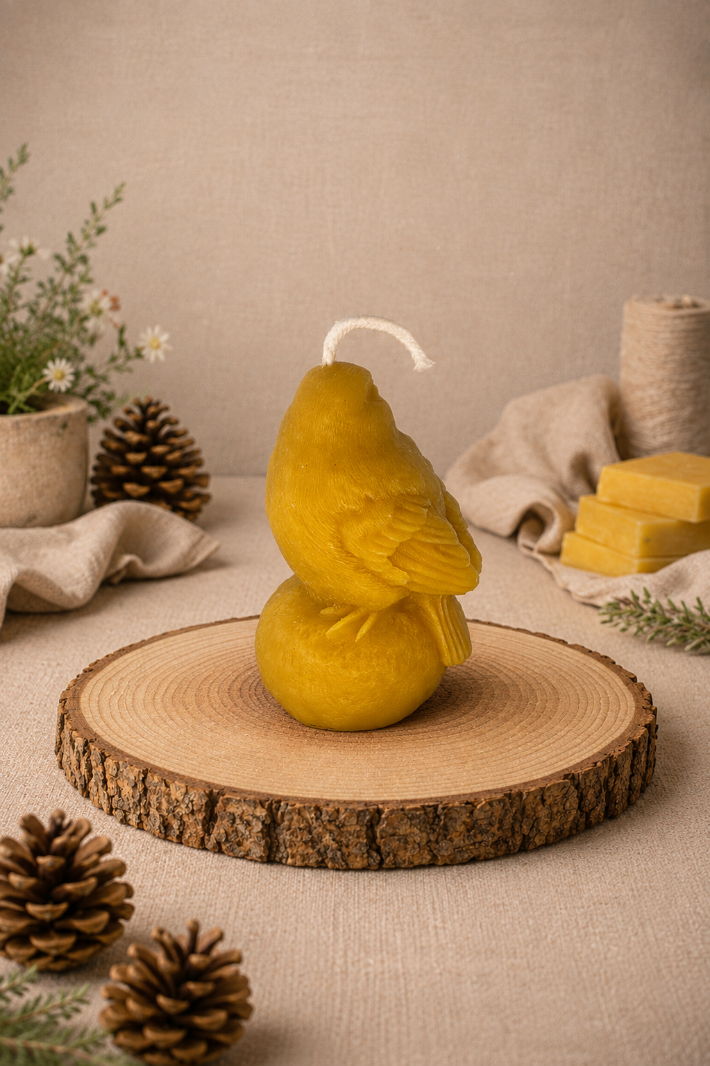 Large Robin Beeswax Candle