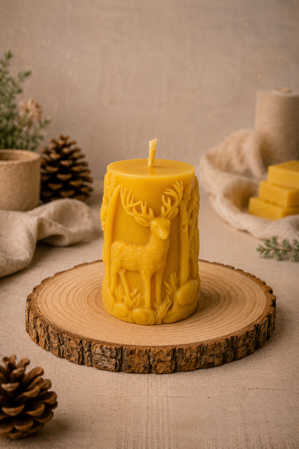 Woodland Stag Beeswax Candle