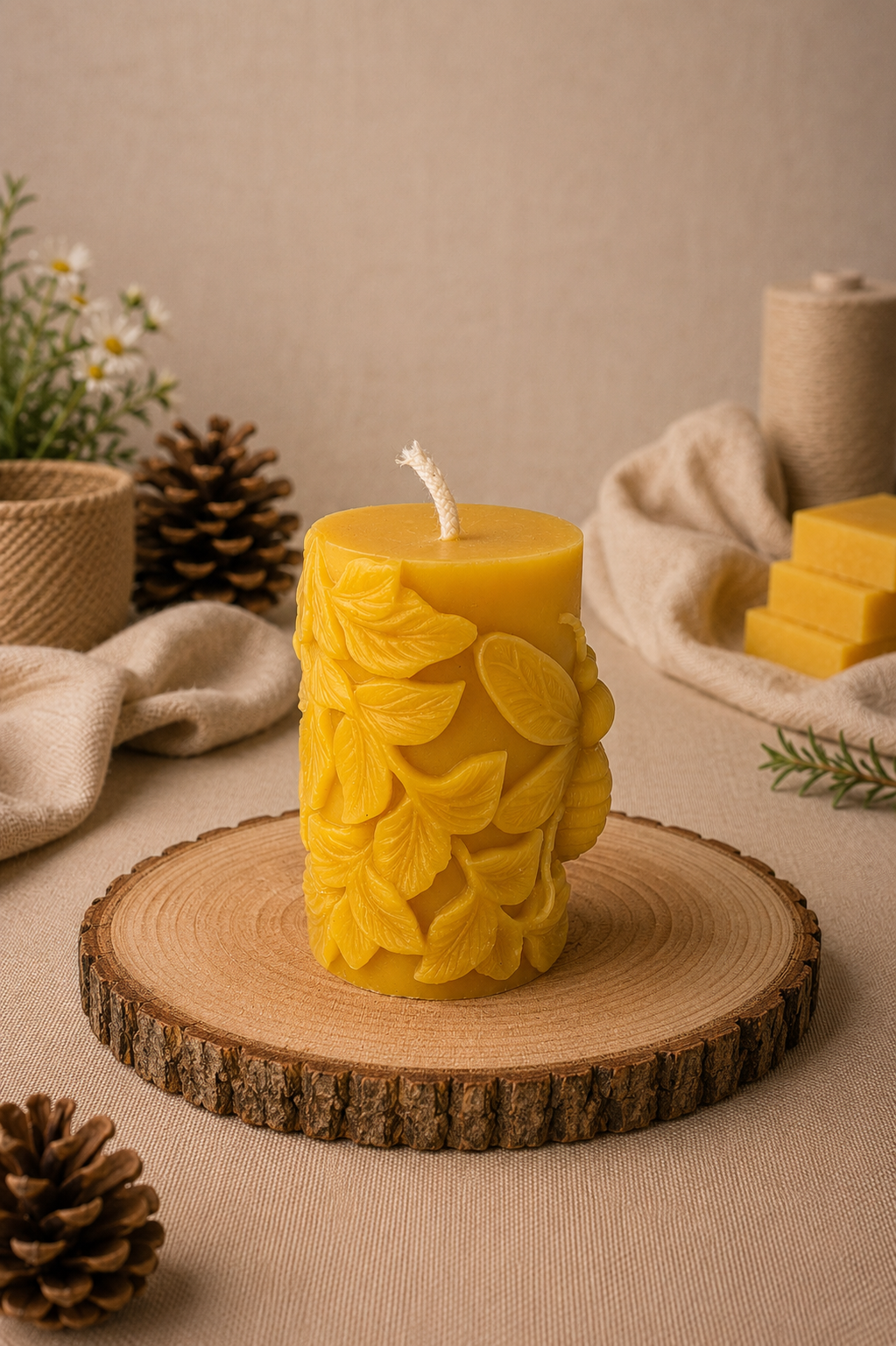 XL Bee Beeswax Candle