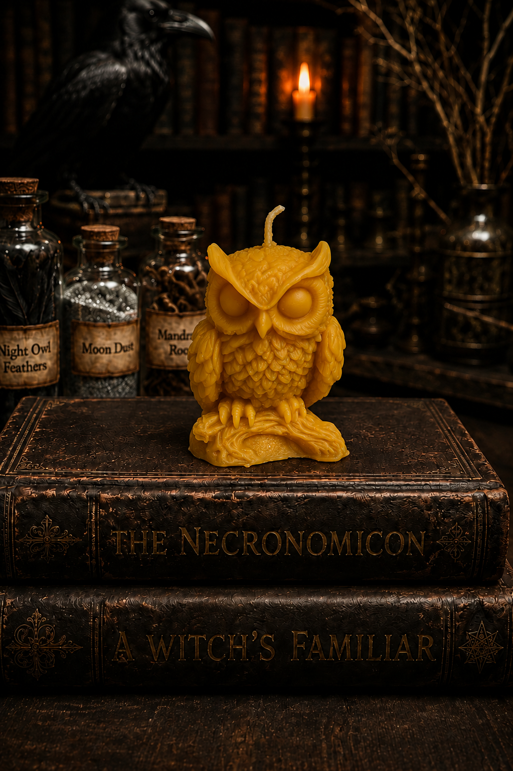 Watchful Owl Beeswax Candle
