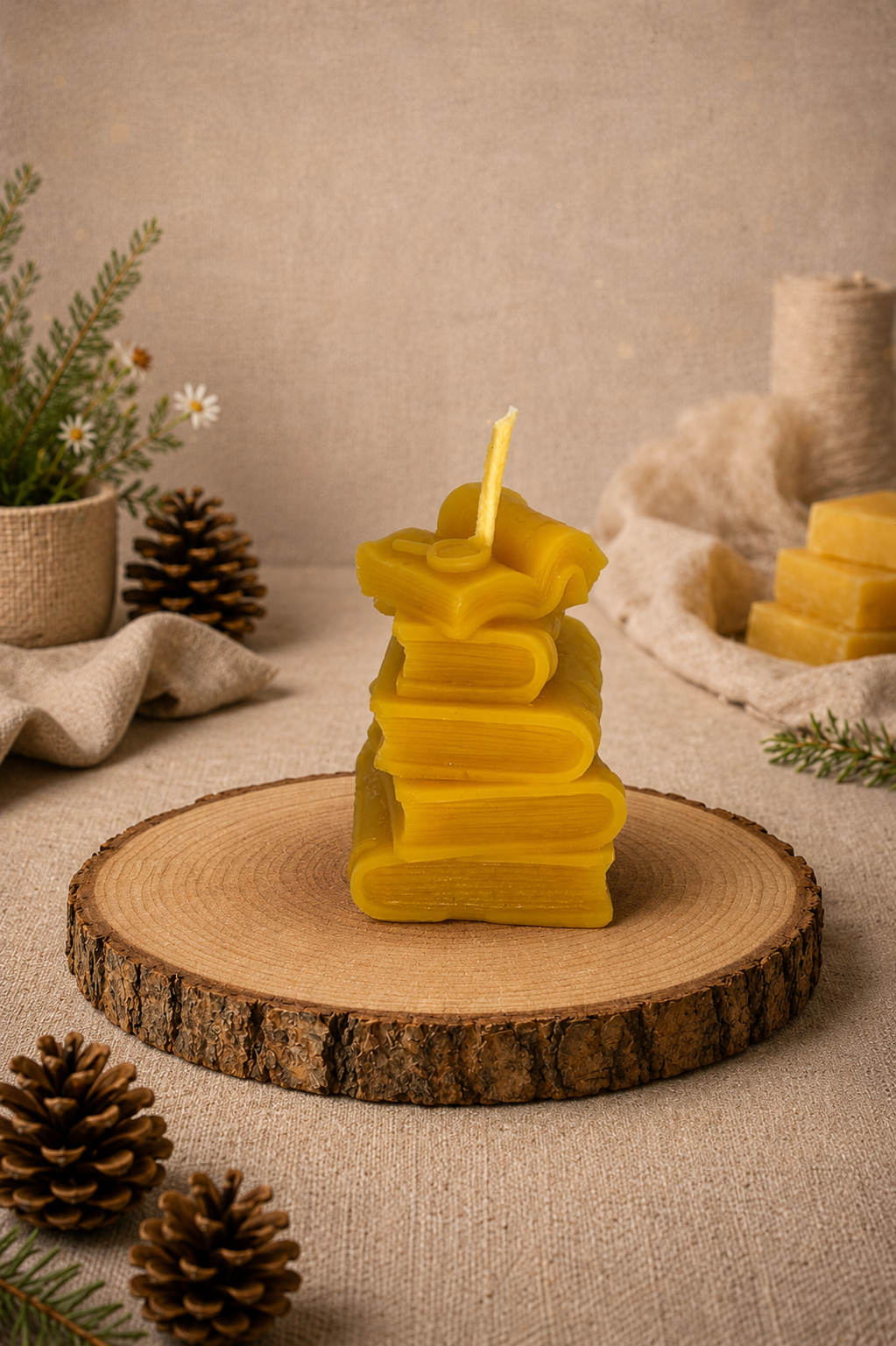 Stack O' Books Beeswax Candle