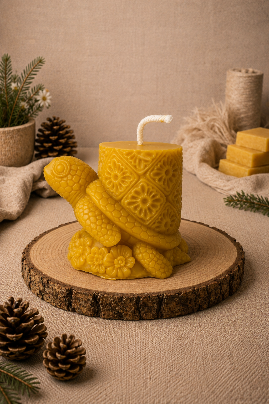 XL Turtle Beeswax Candle