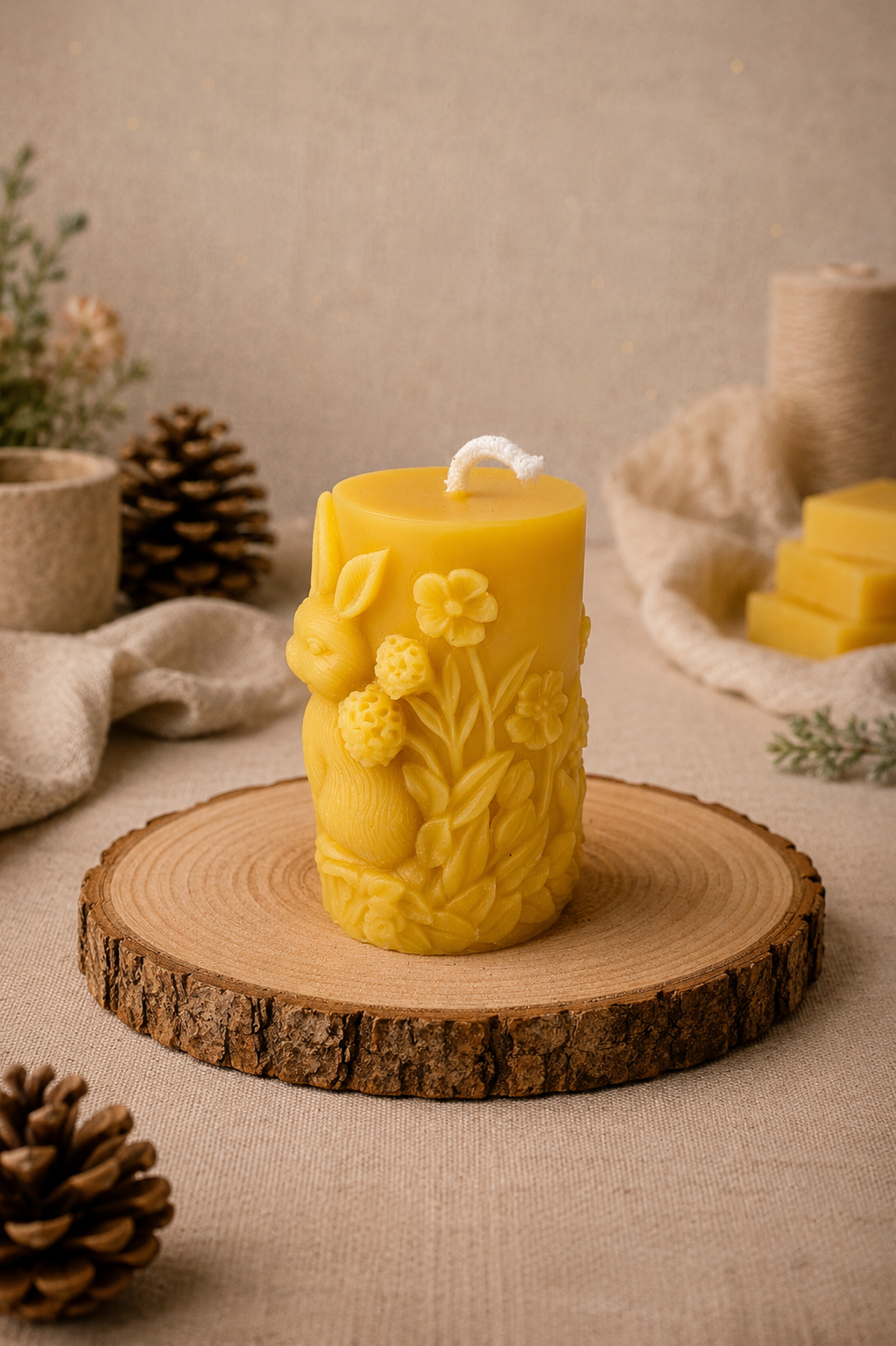 Woodland Hare Beeswax Candle