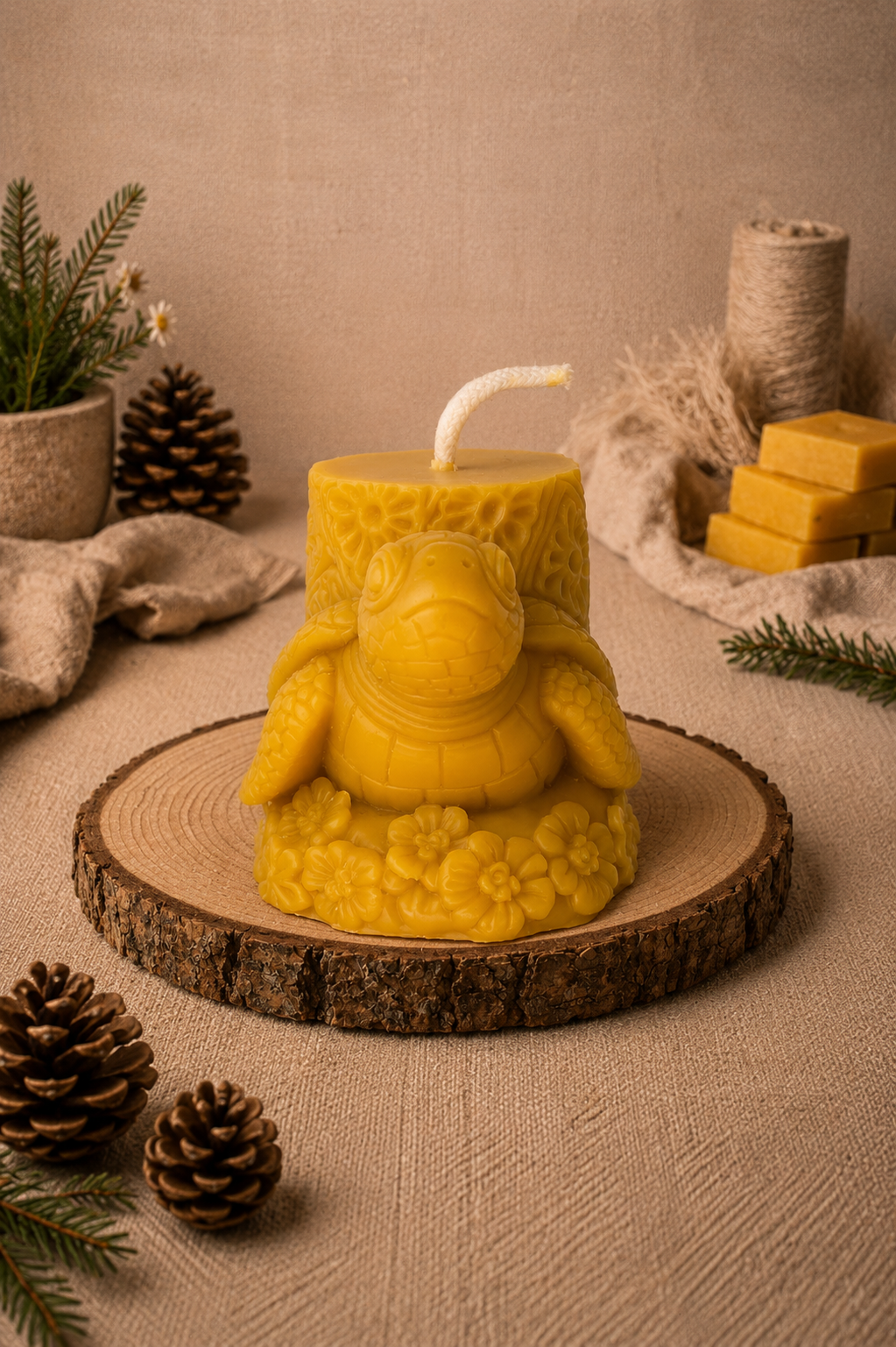 XL Turtle Beeswax Candle