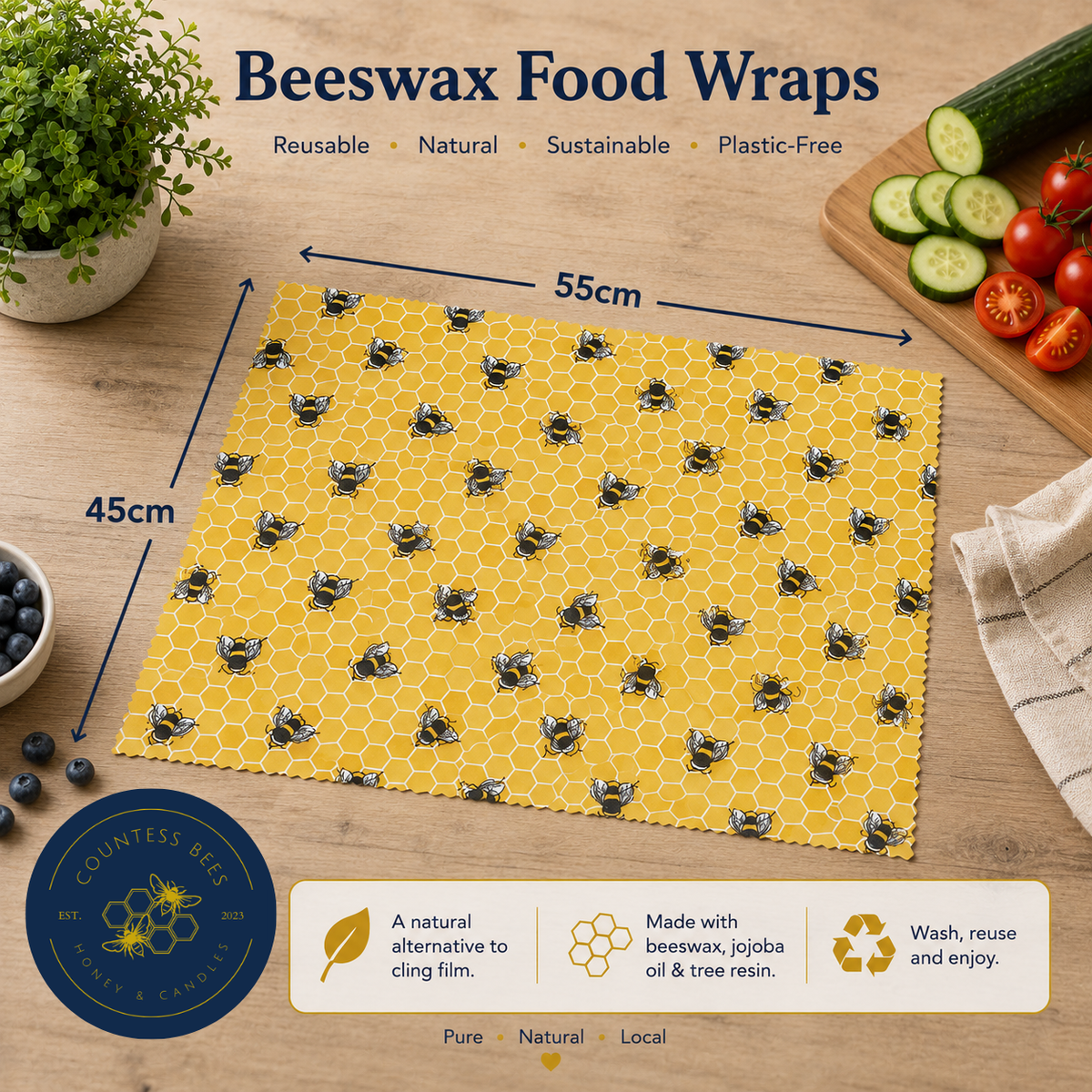 Golden Honeycomb XL Beeswax Wrap