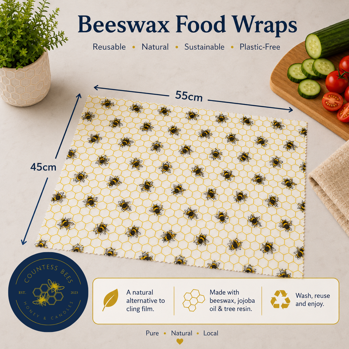 Hive & Honey XL Beeswax Wrap