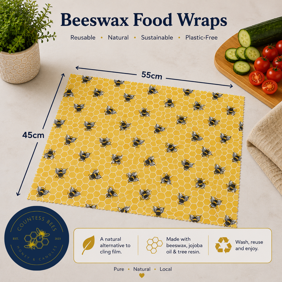 Golden Honeycomb XL Beeswax Wrap